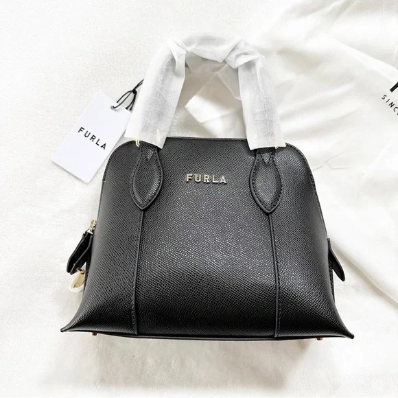 NWT FURLA Vittoria Top Handle Dome Crossbody Bag Black NEW Style WB00539 - Picture 4 of 11